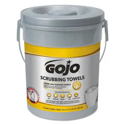 Scrubbing Towels, Hand Cleaning, Silver-Yellow, 10 1-2 X 12, 72-Bucket 1