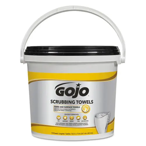 Scrubbing Towels, Hand Cleaning, White-Yellow, 170-Bucket, 2 Buckets-Carton 1