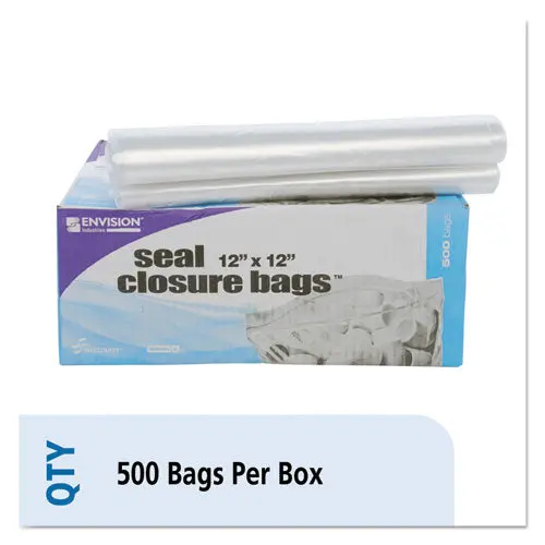 Seal Closure Bags, 2 Mil, 12" X 12", Clear, 500-Carton 1