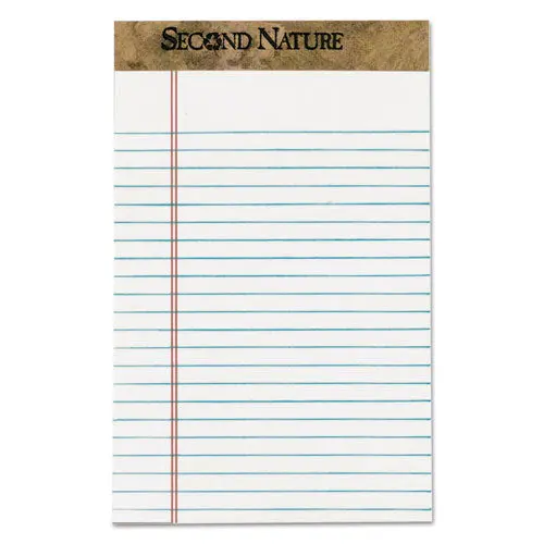 Second Nature Premium Recycled Pads, Narrow Rule, 5 X 8, White, 50 Sheets, Dozen 1