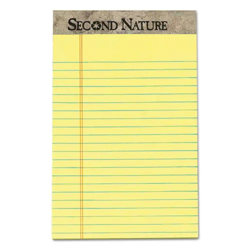 Second Nature Recycled Ruled Pads, Narrow Rule, 5 X 8, Canary, 50 Sheets, Dozen 1