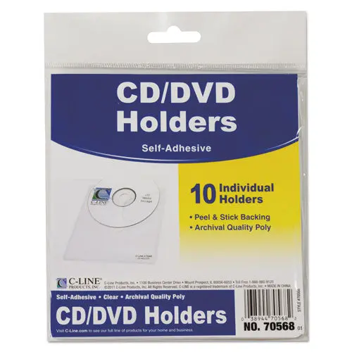 Self-Adhesive Cd Holder, 5 1-3 X 5 2-3, 10-Pk 1