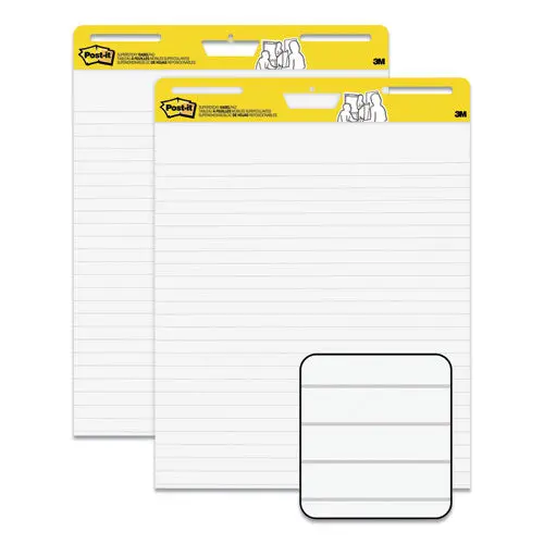 Self-Stick Easel Pads, Ruled 1 1-2", 25 X 30, White, 30 Sheets, 2-Carton 1