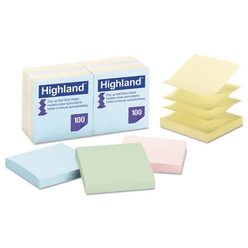 Self-Stick Pop-Up Notes, 3 X 3, Assorted Pastel, 100-Sheet, 12-Pack 1