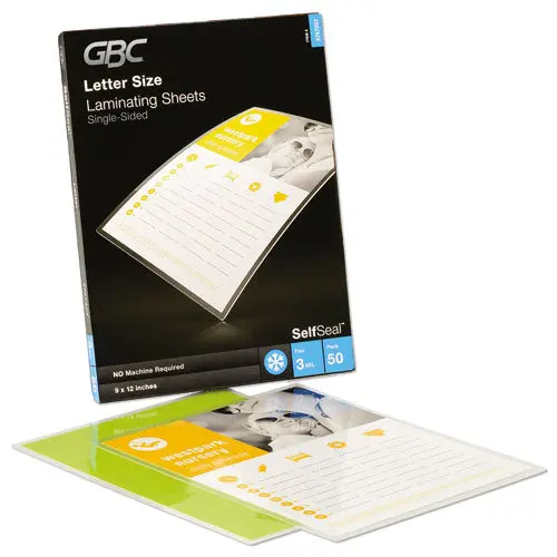 Selfseal Self-Adhesive Laminating Pouches And Single-Sided Sheets, 3 Mil, 9" X 12", Gloss Clear, 50-Pack 1