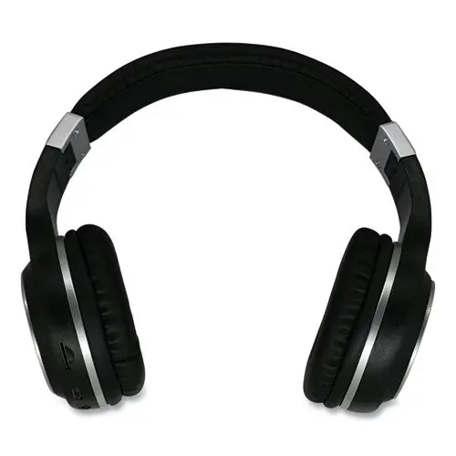 Serenity Stereo Wireless Headphones With Microphone, 3 Ft Cord, Black/Silver 1