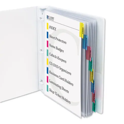 Sheet Protectors With Index Tabs, Assorted Color Tabs, 2", 11 X 8 1-2, 8-St 1