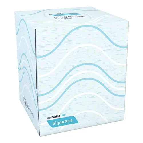 Signature Facial Tissue, 2-Ply, White, Cube, 90 Sheets-Box, 36 Boxes-Carton 1