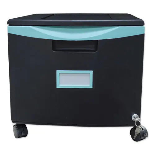 Single-Drawer Mobile Filing Cabinet, 14.75W X 18.25D X 12.75H, Black-Teal 1