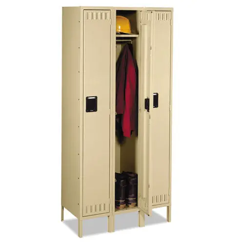 Single Tier Locker With Legs, Three Units, 36W X 18D X 78H, Sand 1