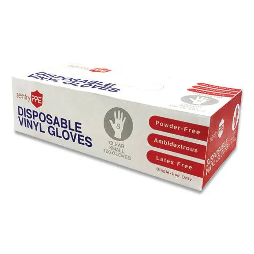 Single Use Vinyl Glove, Clear, Small, 100-Box, 10 Boxes-Carton 1