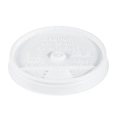 Sip-Through Lids For 10, 12, 14 Oz Foam Cups, Plastic, White, 1000-Carton 1
