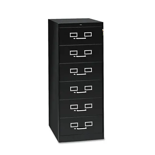Six-Drawer Multimedia Cabinet For 6 X 9 Cards, 21.25W X 28.5D X 52H, Black 1