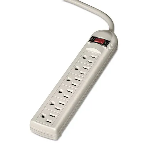 Six-Outlet Power Strip, 120V, 6 Ft Cord, 9.63 X 1.81 X 1.44, Platinum 1