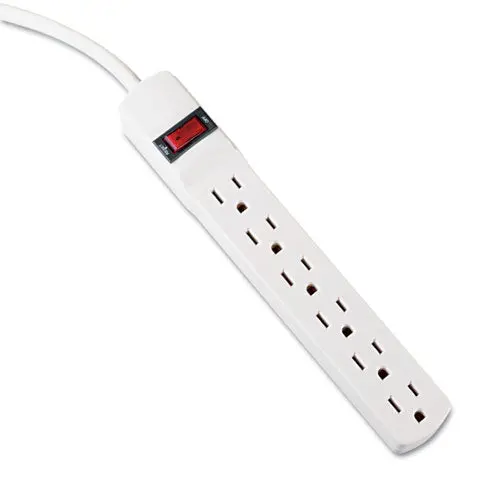 Six-Outlet Power Strip, 6 Ft Cord, 1.94 X 10.19 X 1.19, Ivory 1