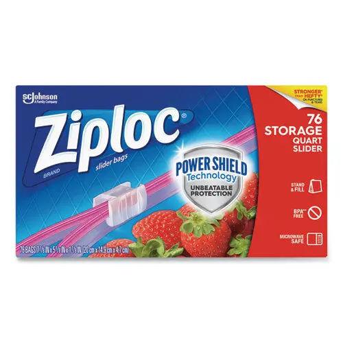 Slider Storage Bags, 1 Qt, 5.88" X 7.88", Clear, 9-Carton 1