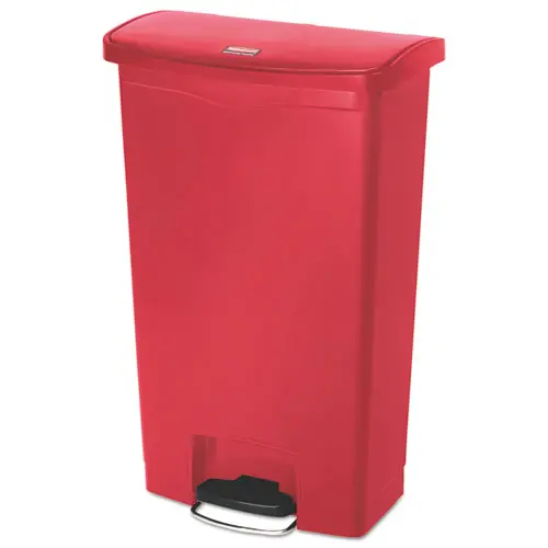 Slim Jim Resin Step-On Container, Front Step Style, 18 Gal, Red 1
