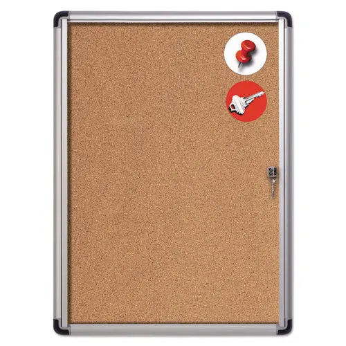 Slim-Line Enclosed Cork Bulletin Board, 28 X 38, Aluminum Case 1