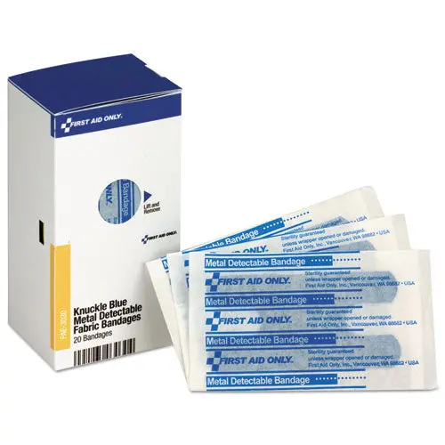 Smartcompliance Blue Metal Detectable Bandages, Knuckle, 1 X 3, 20-Box 1