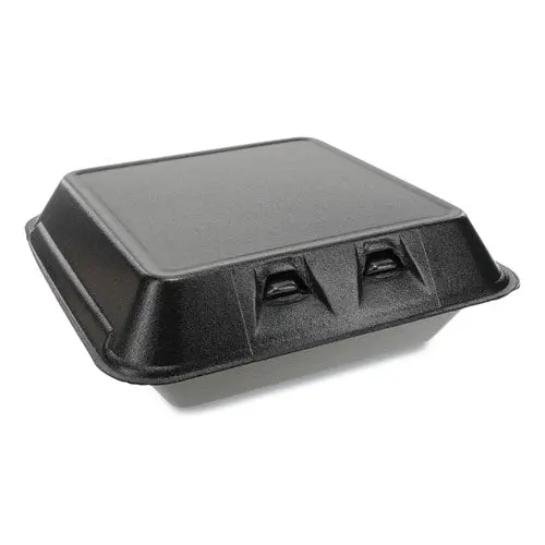 Smartlock Foam Hinged Containers, Large, 9 X 9.13 X 3.25, 1-Compartment, Black, 150-Carton 1