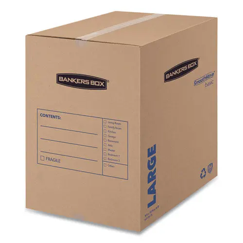 Smoothmove Basic Moving Boxes, Large, Regular Slotted Container (Rsc), 18" X 18" X 24", Brown Kraft-Blue, 15-Carton 1