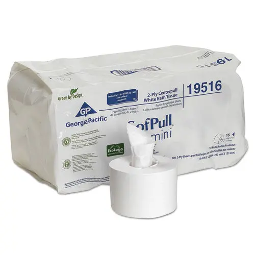 Sofpull Mini Centerpull Bath Tissue, Septic Safe, 2-Ply, White, 5.25 X 8.4, 500 Sheets-Roll, 16 Rolls-Carton 1
