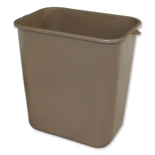Soft-Sided Wastebasket, Rectangular, Polyethylene, 28 Qt, Beige 1