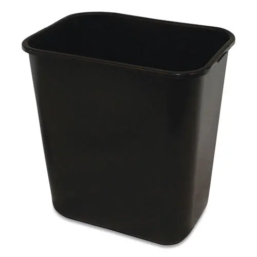 Soft-Sided Wastebasket, Rectangular, Polyethylene, 28 Qt, Black 1