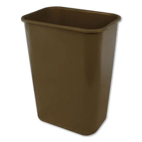 Soft-Sided Wastebasket, Rectangular, Polyethylene, 41 Qt, Beige 1