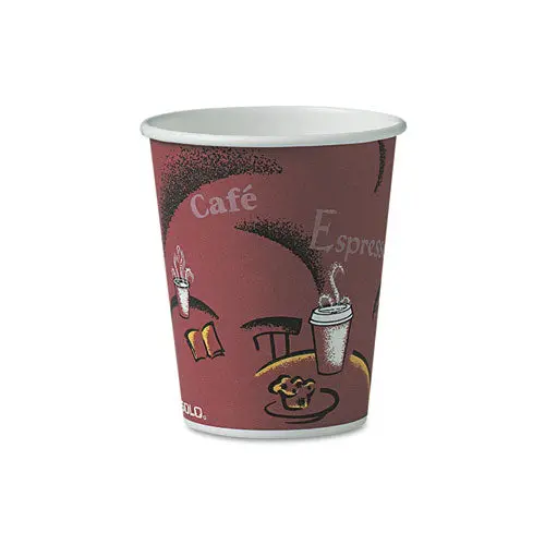 Solo Bistro Design Hot Drink Cups, Paper, 10Oz, Maroon, 300-Carton 1