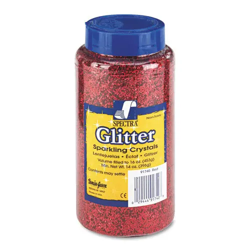 Spectra Glitter, .04 Hexagon Crystals, Red, 16 Oz Shaker-Top Jar 1