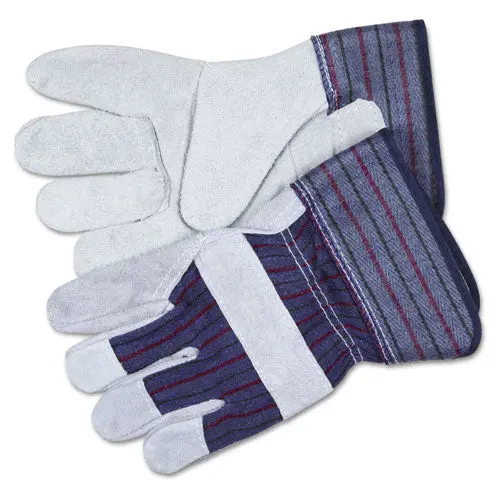 Split Leather Palm Gloves, Large, Gray, Pair 1