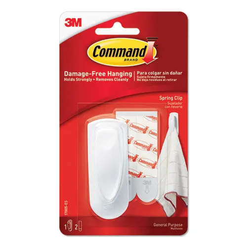 Spring Hook, 1 1-8W X 3-4D X 3H, White, 1 Hook-Pack 1