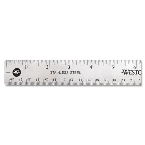 Stainless Steel Office Ruler With Non Slip Cork Base, 12" 1