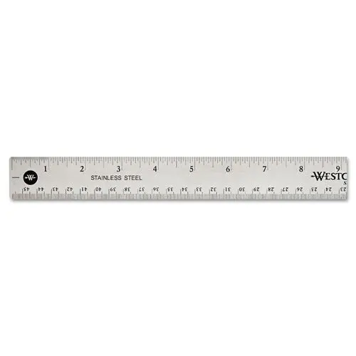 Stainless Steel Office Ruler With Non Slip Cork Base, 18" 1