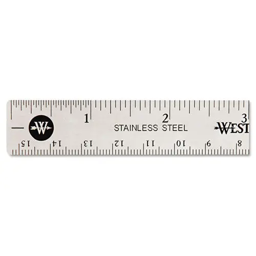 Stainless Steel Office Ruler With Non Slip Cork Base, 6" 1