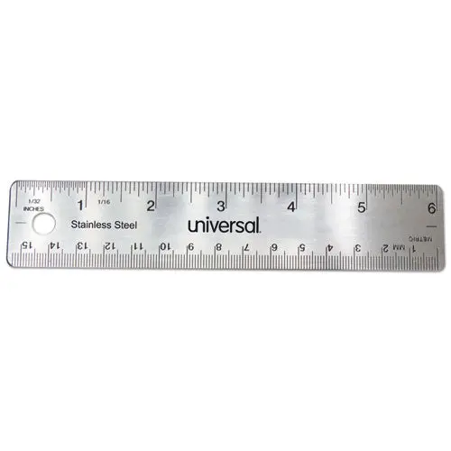 Stainless Steel Ruler, Standard-Metric, 6" 1