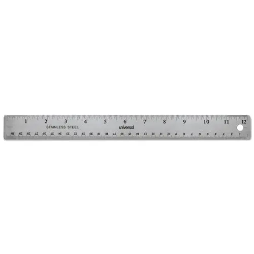 Stainless Steel Ruler W-Cork Back And Hanging Hole, 12", Silver 1