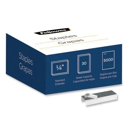 Standard 0.25" Full Strip Staples, 0.25" Leg, 0.5" Crown, Steel, 5,000-Pack 1