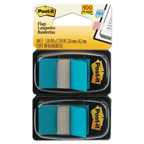 Standard Page Flags In Dispenser, Bright Blue, 100 Flags-Dispenser 1
