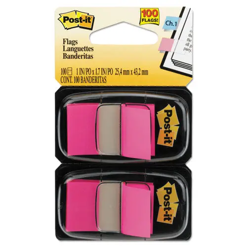 Standard Page Flags In Dispenser, Bright Pink, 100 Flags-Dispenser 1