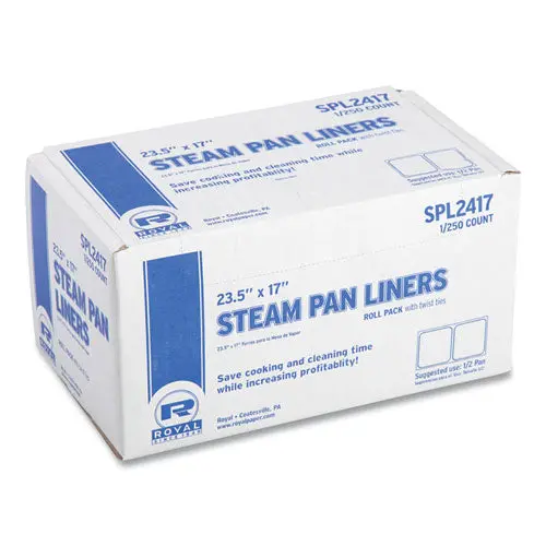 Steam Pan Liners With Twist Ties, For 1/2 Pan Sized Steam Pans, 0.02 Mil, 17" X 23.5", 250/Carton 1