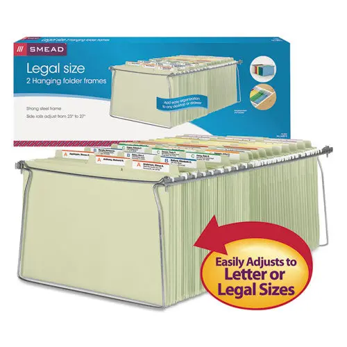 Steel Hanging Folder Drawer Frame, Legal Size, 23" To 27" Long, Gray, 2-Pack 1