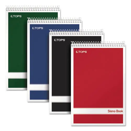 Steno Book, Gregg Rule, Assorted Covers, 6 X 9, 80 White Sheets, 4-Pack 1