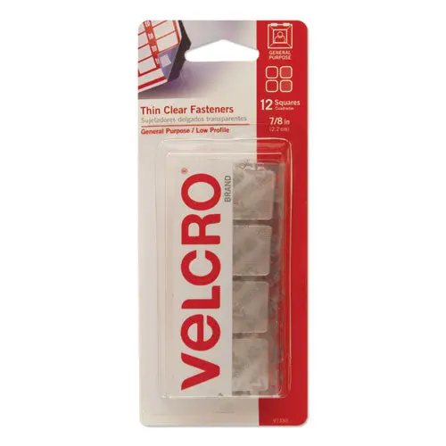 Sticky-Back Fasteners, Removable Adhesive, 0.88" X 0.88", Clear, 12-Pack 1