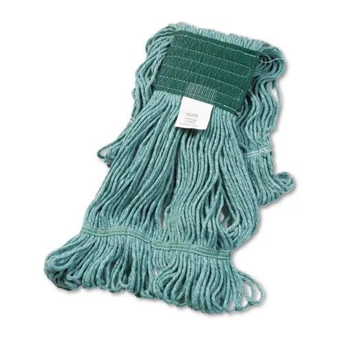 Super Loop Wet Mop Head, Cotton-Synthetic Fiber, 5" Headband, Medium Size, Green, 12-Carton 1