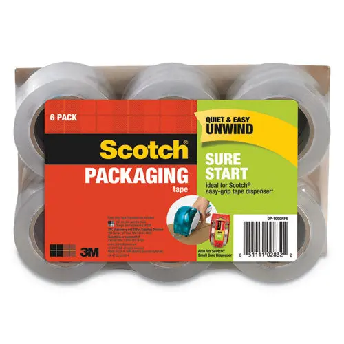 Sure Start Packaging Tape For Dp1000 Dispensers, 1.5" Core, 1.88" X 75 Ft, Clear, 6-Pack 1