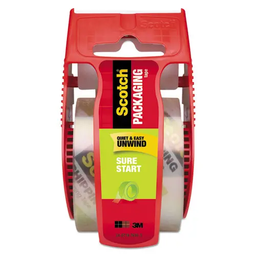 Sure Start Packaging Tape With Dispenser, 1.5" Core, 1.88" X 22.2 Yds, Clear 1