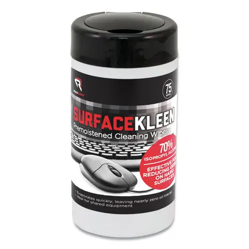 Surfacekleen Premoistened Alcohol Cleaning Wipes, 6.38 X 5.4, Tub, 75-Pack 1