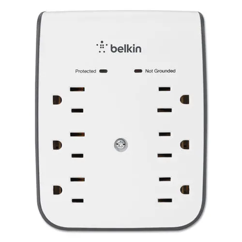 Surgeplus Usb Wall Mount Charger, 6 Outlets; 2 Usb, White 1